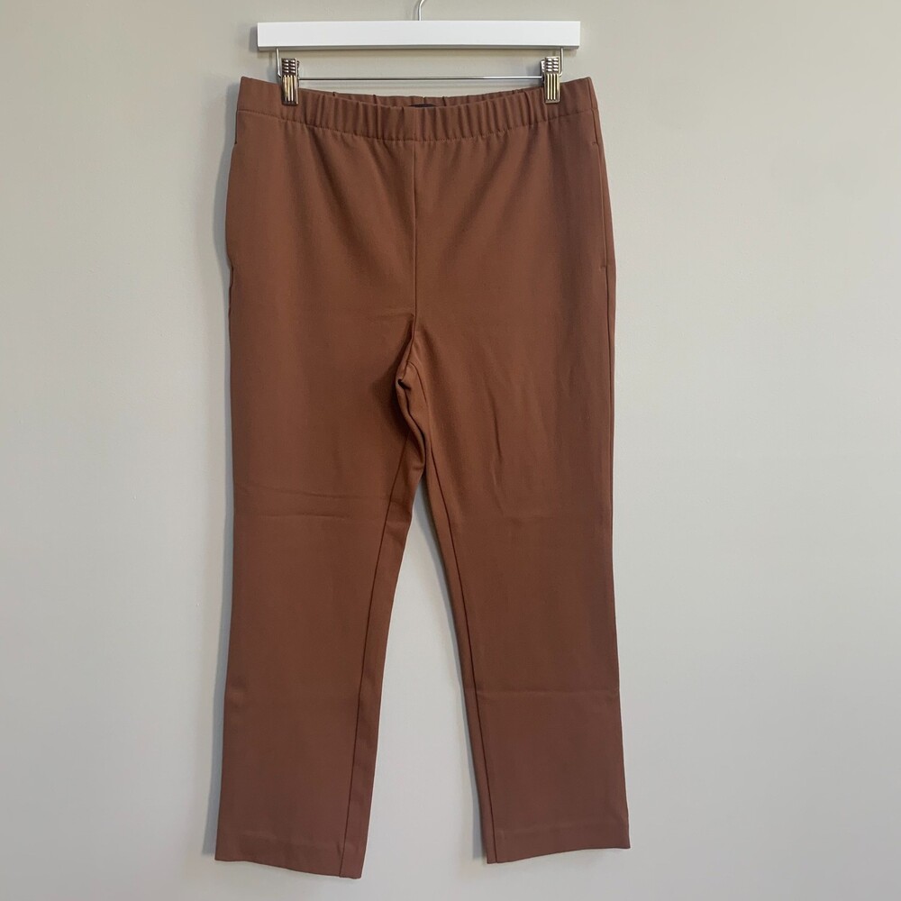 Ann Taylor Pull On Pants Women's M Brown Casual Comfort Stretch Crop Soft EUC
